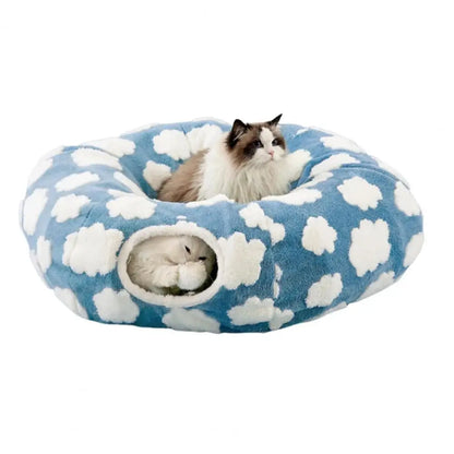 Plush Donut Cat Tunnel Bed