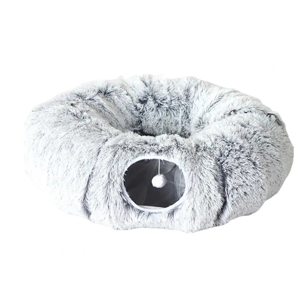 Plush Donut Cat Tunnel Bed