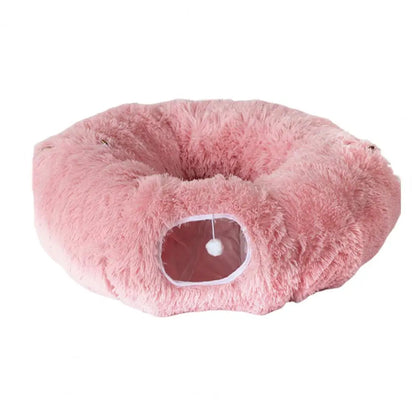 Plush Donut Cat Tunnel Bed