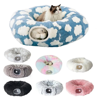 Plush Donut Cat Tunnel Bed