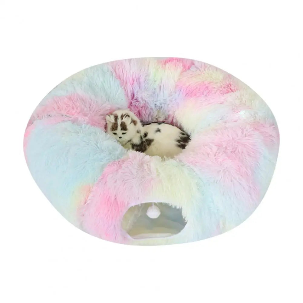 Plush Donut Cat Tunnel Bed