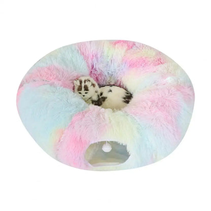 Plush Donut Cat Tunnel Bed